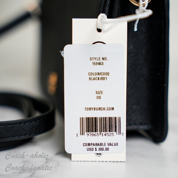 Tory Burch Emerson Black Saffiano Mini Crossbody Purse Bag Clutch NWT - Picture 5 of 9
